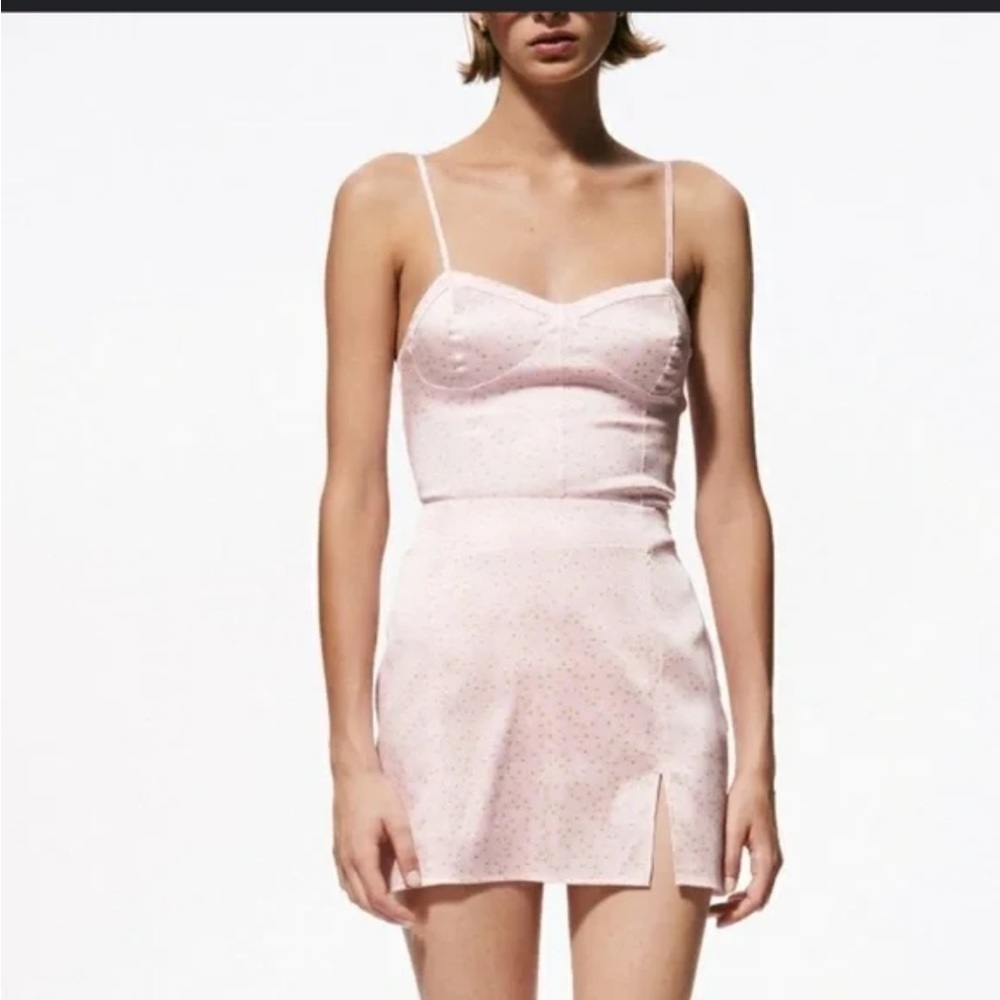 Zara Pink Daisy Ditsy Floral Satin Corset Bodysuit